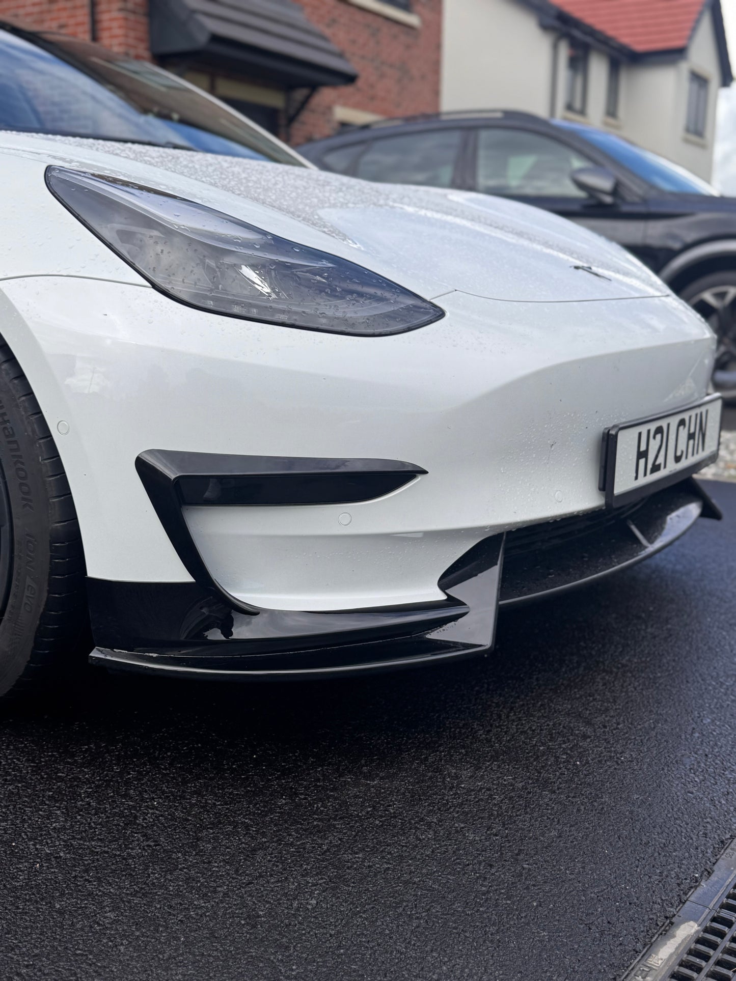 2Pcs Front Bumper Side Canards Gloss Black For Tesla Model 3 2017-2023