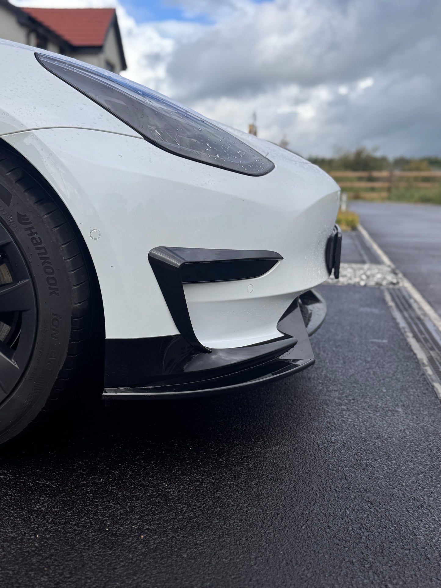 2Pcs Front Bumper Side Canards Gloss Black For Tesla Model 3 2017-2023