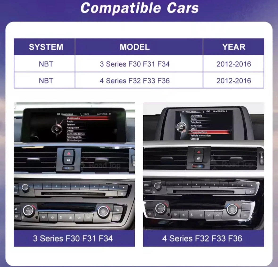 BMW 3 4 Series F30-F36 CarPlay & Android Auto Retrofit NBT Head Unit Upgrade 10.25 Inch Screen